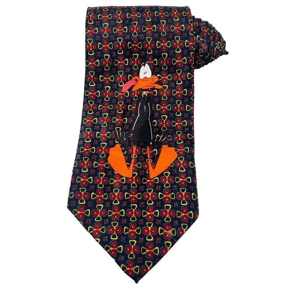 Looney Tunes Mania Vintage 90’s Daffy Duck Mens Polyester Necktie EUC - Picture 1 of 11